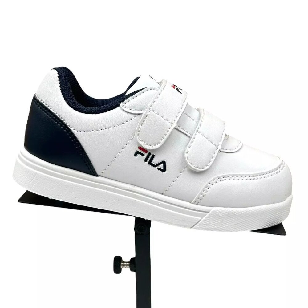 Fila Toddler Boy's Slip-on Sneakers Size‎ 7-9 White/Nayy Blue Lightweight Shoes